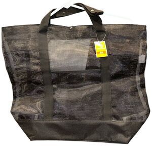 West Loop Black Meshed Lightweight Shoulder Beach Tote Bag